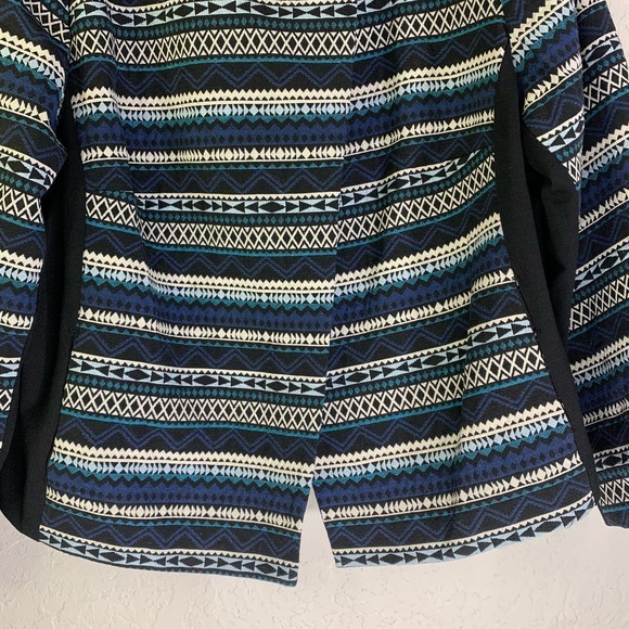 LANE BRYANT Black & Teal Geometric Aztec Stripe Long Sleeve Blazer Jacket-NWT‎ - Picture 5 of 16
